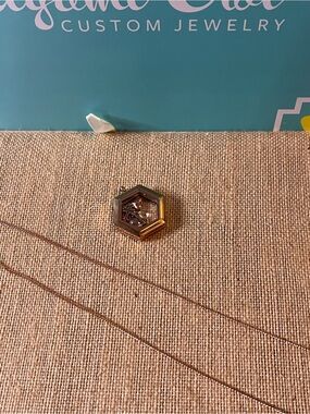 Custom Hexagon Locket Necklace in rose Gold